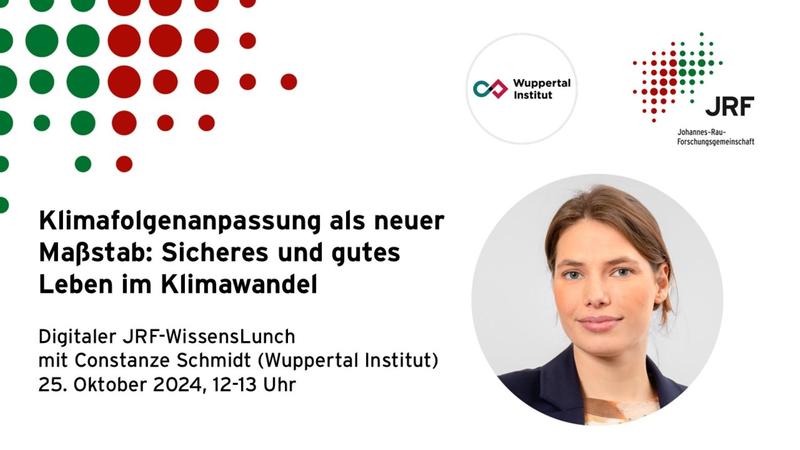 Der digitale JRF-WissensLunch mit Constanze Schmidt, Wuppertal Institut, 25.10.24, 12-13 Uhr