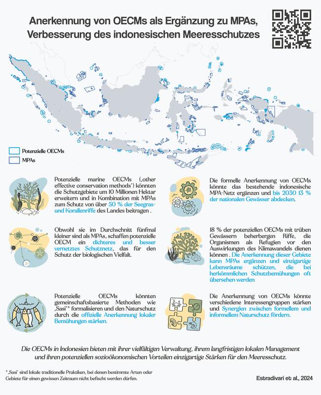 Infografik über die Vorteile, die eine Anerkennung von OECMs als Ergänzung zu MPAs bieten würde