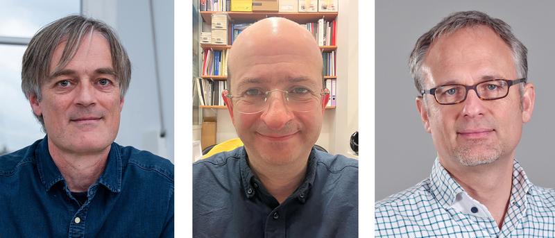 Professors Christophe Zimmer, Ivo Boneca and Mark Brönstrup (from left) receive an ERC Synergy Grant.