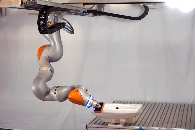 Der Putzroboter bei der Arbeit
