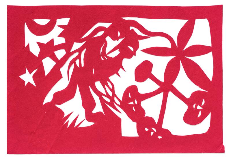 Ginseng seeker The ginseng seeker happily carries his find home. From: Bangchui guniang 棒槌姑娘 (The Ginseng Girl). Papercut: Hou Yumei 侯玉梅. I