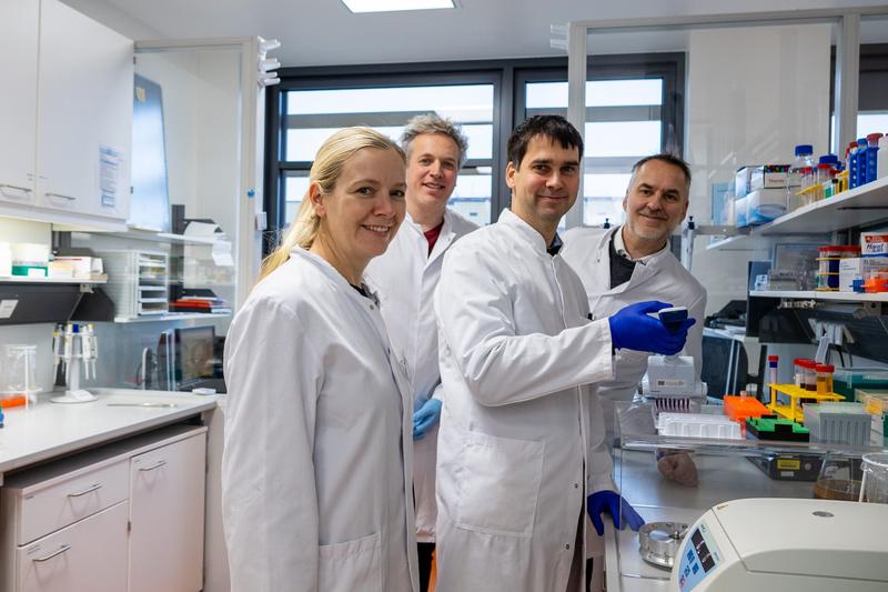 Das Ymolution-Forschungsteam freut sich auf die kommende Ausgründung (v.l.n.r.: Anja Wiechert, Alexander Reder, Christian Hentschker, Jan Meiering). 