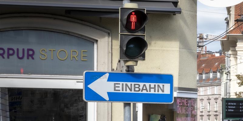 Eine Fußgängerampel.