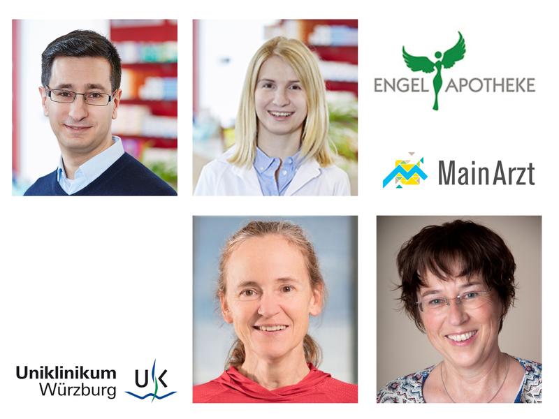 Barsom Aktas und Katrin Zehnter (oben) von der Engel Apotheke untersuchten gemeinsam mit der MainArzt GmbH sowie Elke Butt (unten links) und Sabine Herterich vom Uniklinikum Würzburg die Pharmakogenetik der Clopidogrel-Therapie 