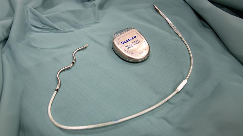 The Aurora EV-ICDTM system from Medtronic is inserted under the patient's left armpit.