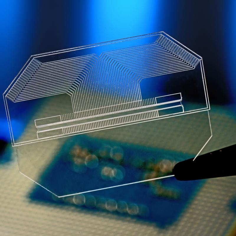 Ion trap for quantum computing processed with the USP laser.