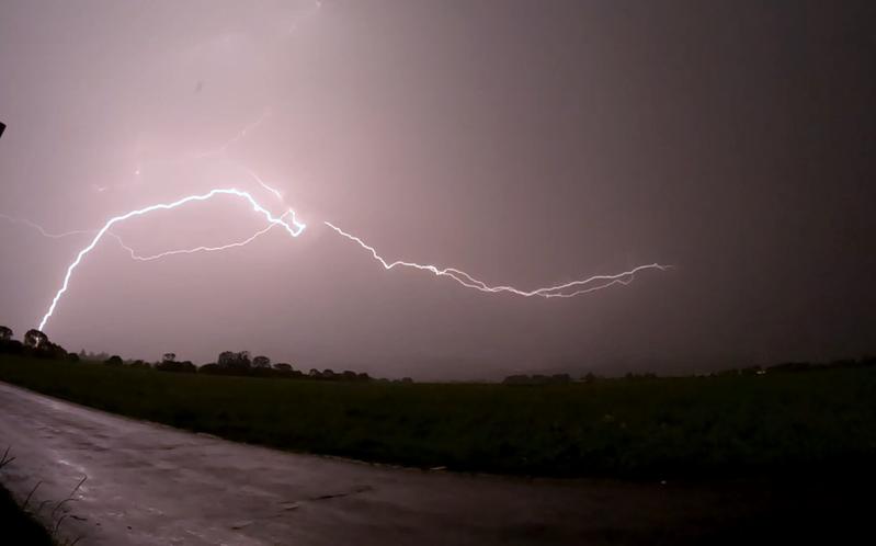 Lightning discharge near Graz Airport.