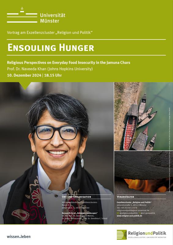 Plakat zum Vortrag von Naveeda Khan "Ensouling Hunger"