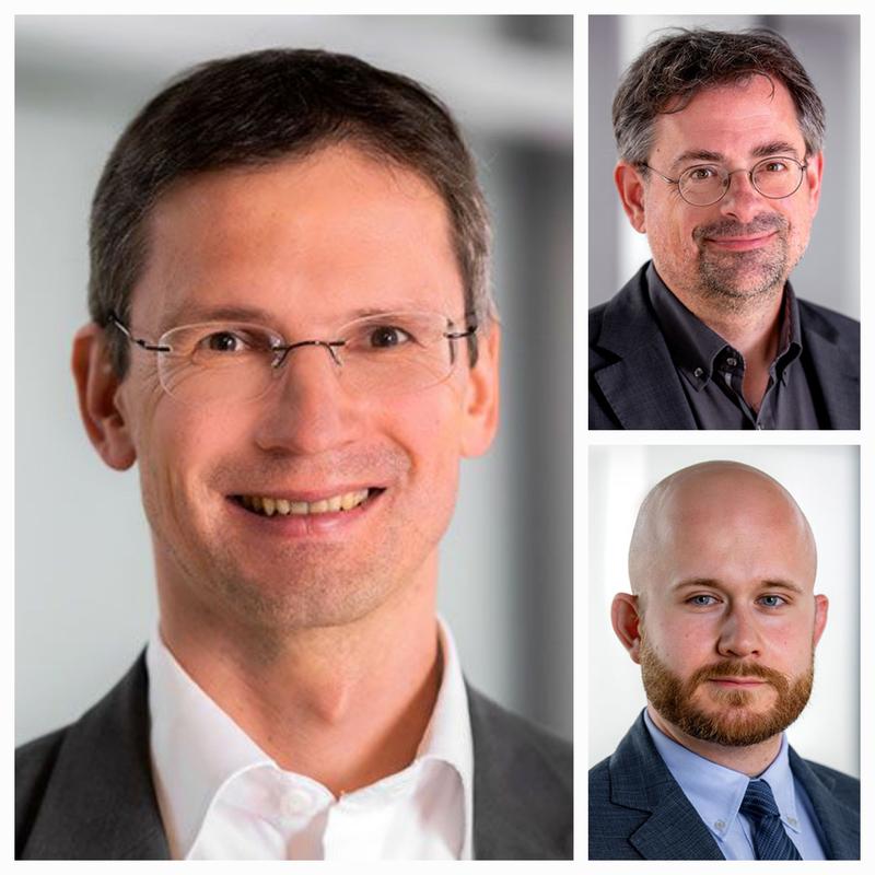 Prof. Dr. René Peinl (li.), Prof. Dr. Andreas Wagener (rechts oben) und Marc Lehmann;