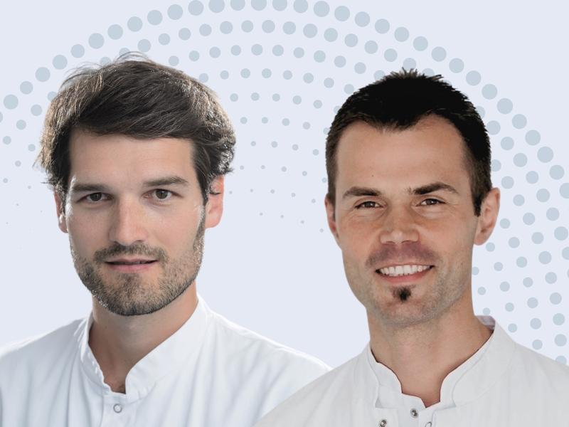 Prof. Dr. Thomas Fischer (rechts) und Dr. Moritz Huttelmaier vom Uniklinikum Würzburg (UKW) wollen Vorhofflimmern in Zukunft gezielter diagnostizieren und bestenfalls verhindern