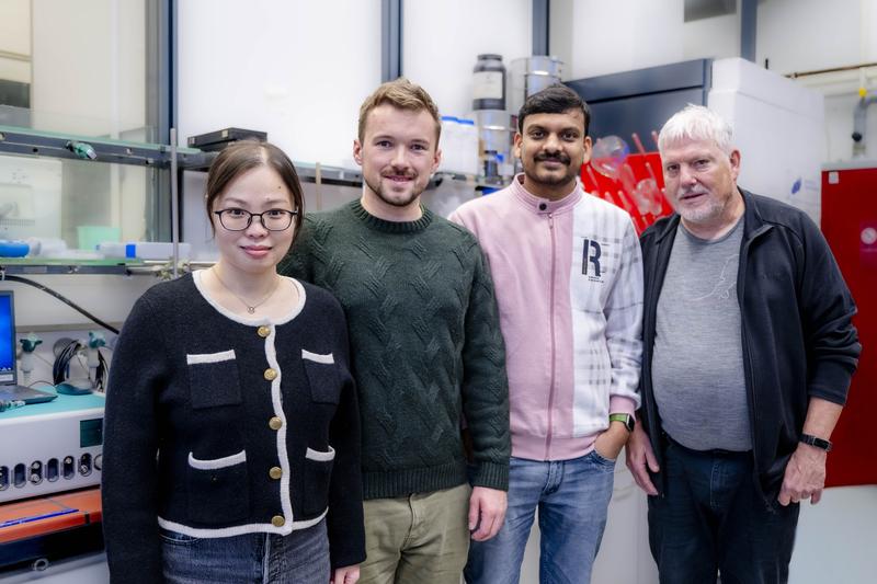 Das Bochumer Autorenteam Panpan Wang, Thomas Quust, Shubhadeep Chandra und Wolfgang Schuhmann (von links).  Die maximale Anzahl von Medieneinträgen wurde ausgewählt.