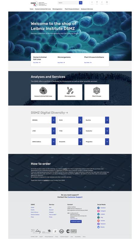 neues Layout des DSMZ-Webshops