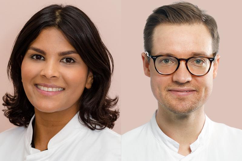 Die beiden erfahrenen Dysphagie-Experten PD Dr. Sriramya Lapa (im Bild links) und PD. Dr. Bendix Labeit (im Bild rechts) informieren in einem Workshop auf dem 1. Deutschen Schlaganfallkongress, dem DSG25, über Schluckstörungen nach einem Schlaganfall.