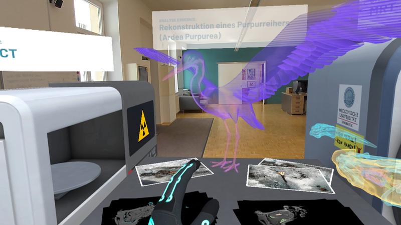 Ein im Gletschereis mumifizierter Purpurreiher wird zum digitalen Erlebnis.