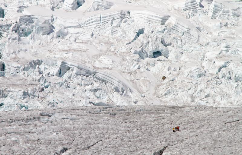 Field work to measure the mass balance on the Shallap glacier in Peru.