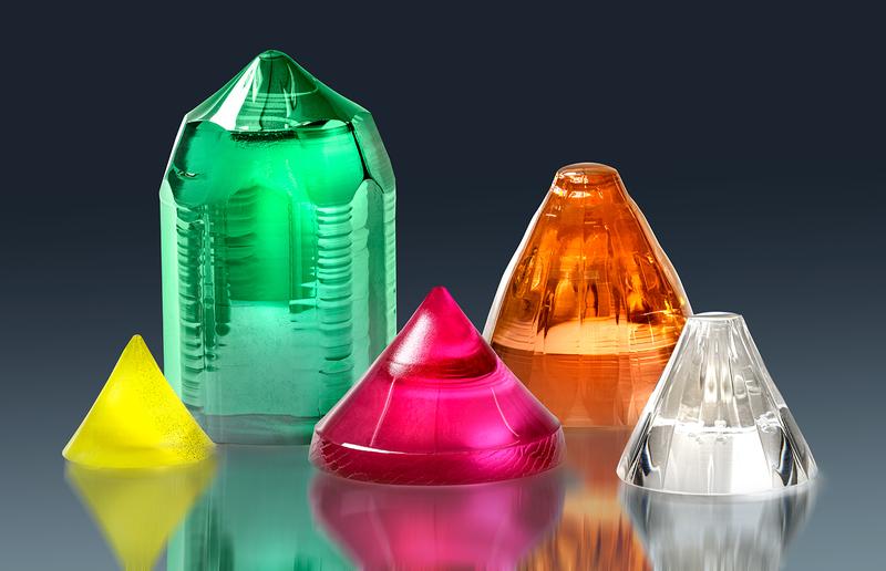 Various oxide laser crystals with different active dopants (rare-earth elements and transition metals).