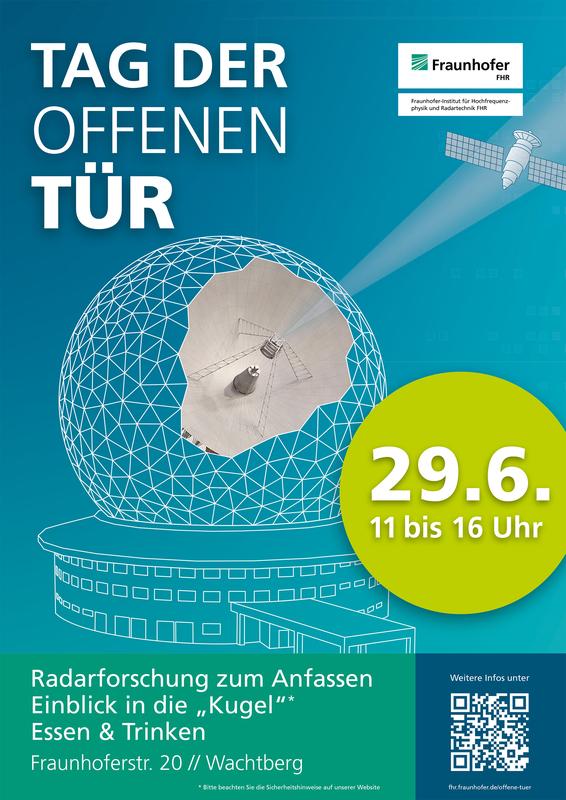 Plakat zum Tag der offenen Tür des Fraunhofer-Instituts für Hochfrequenzphysik und Radartechnik FHR.  