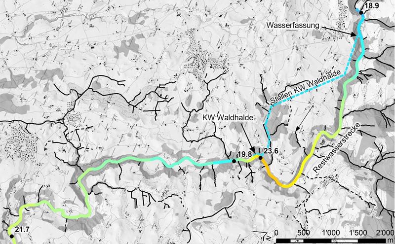 Wasserentnahmen können im Sommer die Wassertemperatur erhöhen, im Winter reduzieren. Temperaturen der Sihl am 19. August 2019.