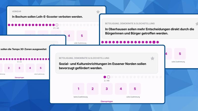 Screenshots von typischen Themen in den Kommunalwahl-Navis