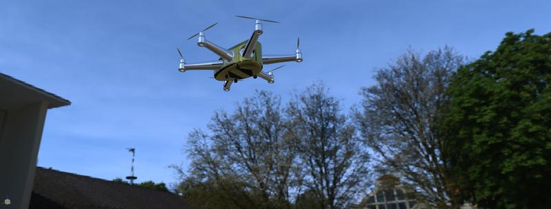 Erste Designstudien der Leichtbau-Lastdrohnen. Sie sollen künftig Lasten bis zu 100 kg transportieren. 