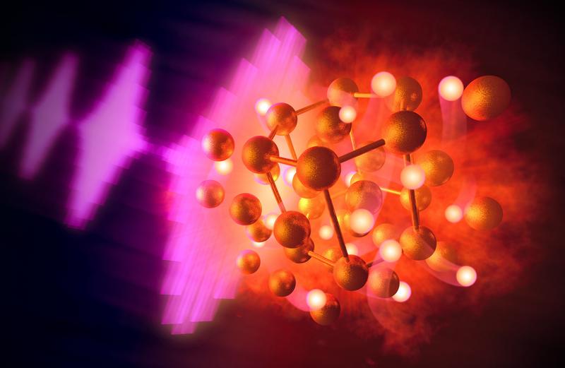 Artist's impression: Using X-ray pulses, an international team of researchers at European investigated how gold reacts with hydrogen and forms what is called gold hydride.