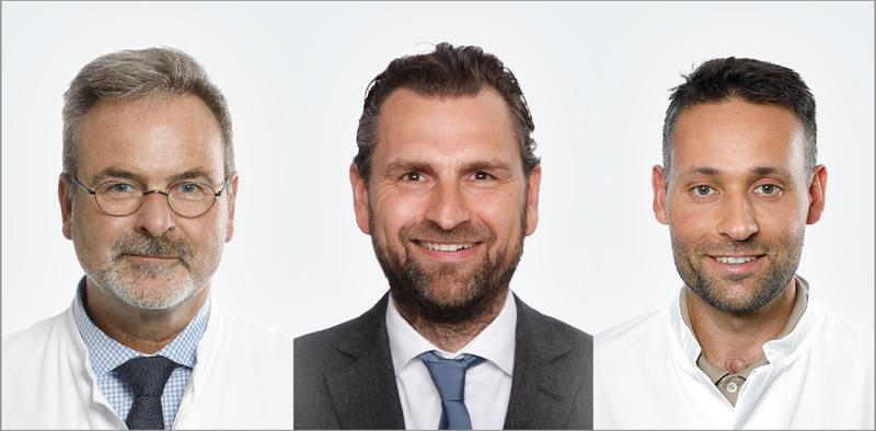 Von links: Prof. Dr. Peter Albers; Prof. Dr. Lars Schimmöller; Dr. Rouvier Al-Monajjed. Ausführliche Bildunterschrift s. Ende des Meldungstextes