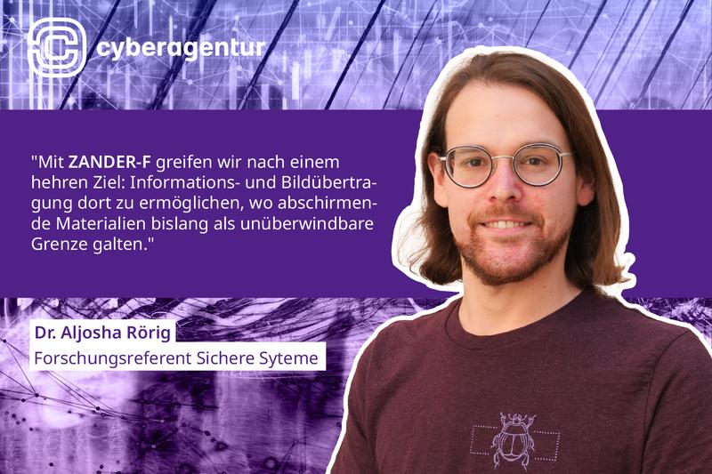 Dr. Aljosha Rörig betont die Zielsetzung des Forschungsprogramms ZANDER-F, Informations- und Bildübertragung auch durch leitende Materialien zu ermöglichen.