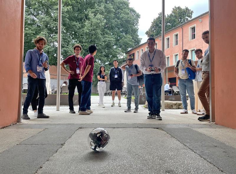 A live demonstration of the spherical robot made the presentation even more vivid.