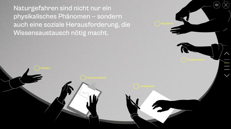Hinter gelben Markierungen verbirgt die Info-App BergAb weitere Informationen für die Nutzerinnen und Nutzer
