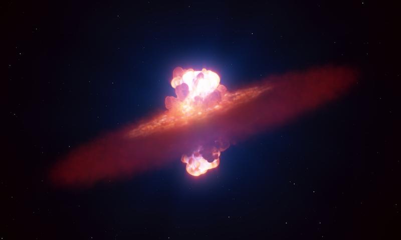 Künstlerische Darstellung der anfänglichen Form einer Supernova-Explosion