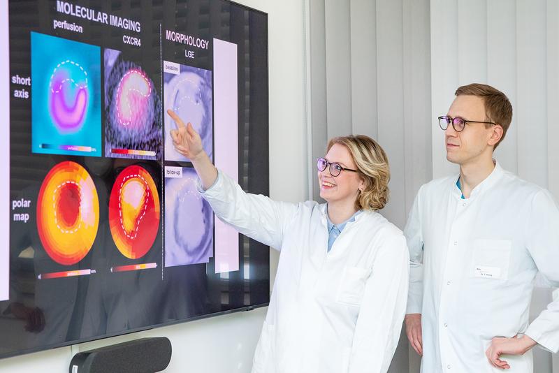 Dr Johanna Diekmann and Dr Tobias König have used new imaging techniques to examine the region of the heart damaged by the heart attack in greater detail. 
