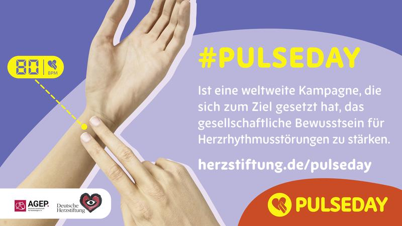 Der PULSEDAY sensibilisiert für das tägliche Pulsmessen und animiert Menschen, sich mit dem Thema Herzrhythmusstörungen und der Herz-Vorsorge näher vertraut zu machen.