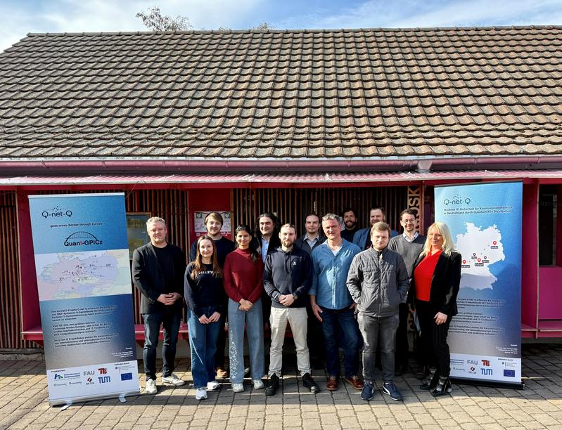 Representatives of the Q-net-Q consortium in front of the health kiosk in Sundhausen.