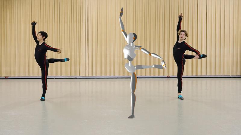 The dancers’ special suits transmit the movements of various body parts to a computer, where the stresses are analyzed (1).