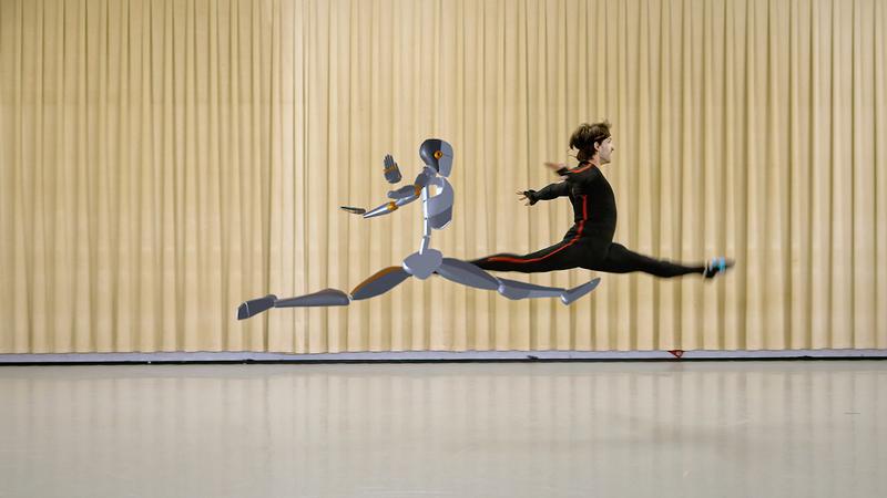 The dancers’ special suits transmit the movements of various body parts to a computer, where the stresses are analyzed (2).