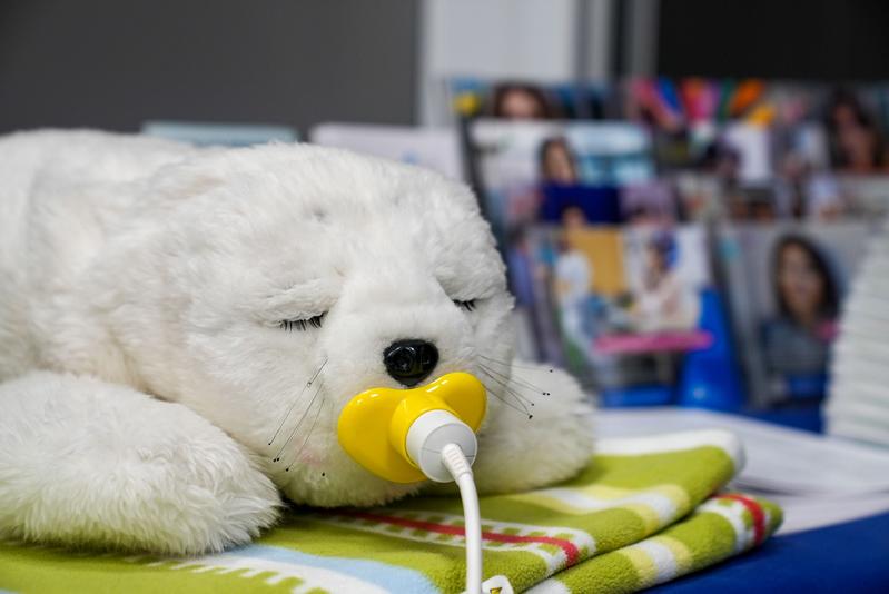 Roboter-Robbe PARO: Ihren Einsatz zur emotionalen Ansprache von Menschen mit Demenz erforschte Prof. Dr. Klein bereits 2009.