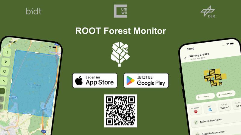 Die „ROOT Forest Monitor“-App ist in den App Stores verfügbar.