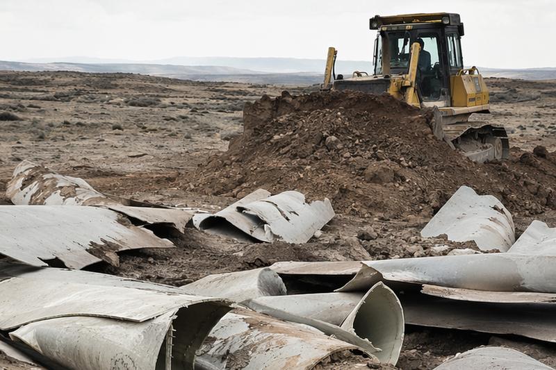 A scenario to be avoided: partially shredded end-of-life rotor blades ending up in landfills. 