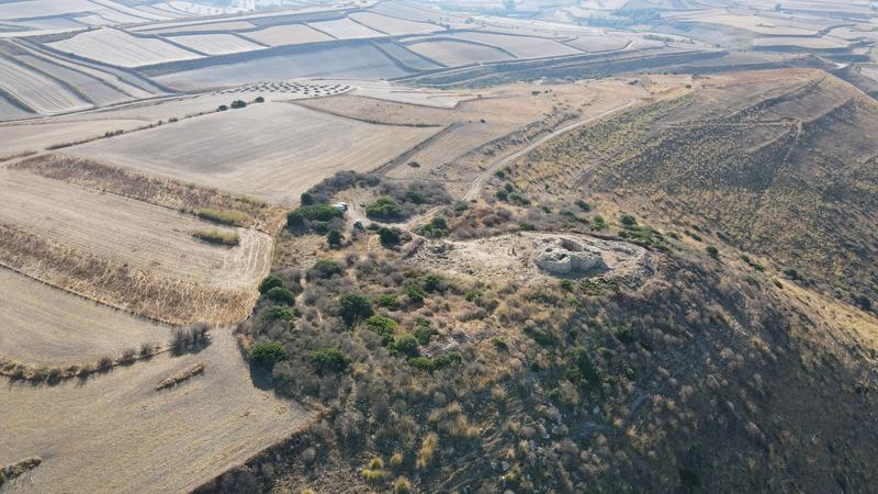 Aerial view of the Nuraghe Barru site in central-southern Sardinia. 