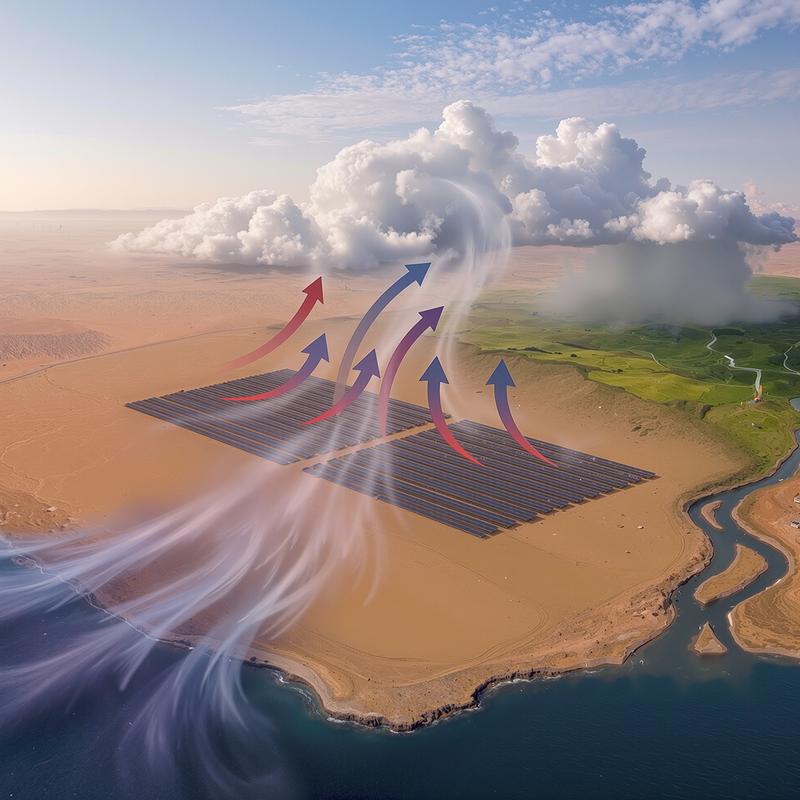 If they are large enough and designed intelligently, large solar farms and artificial dunes could lead to increased rainfall in coastal deserts. 