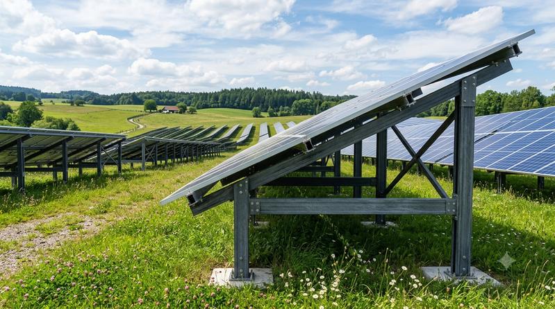 Verwittert nicht, hält den Windlasten stand: Unterkonstruktion von Solaranlagen aus pultrudierten Profilen. 