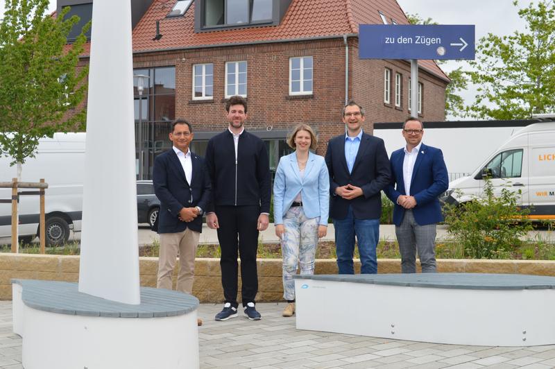v.l.n.r.: Präsident der PHWT Prof. Dr. Dennis De, Bauamtsleiter Sebastian Dornieden,  wissenschaftliche Mitarbeiterin der PHWT Imke Möhlmann, Prof. Dr.-Ing. Christian Lauter und Bürgermeister der Stadt Diepholz Florian Marré 