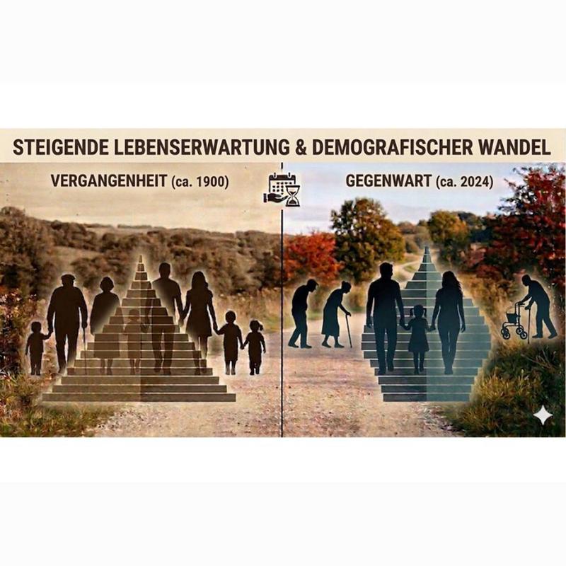 Die steigende Lebenserwartung verschiebt die Altersstruktur der Bevölkerung in Lebensphasen, in denen die biologischen Folgen von Prozessen und Mutationen sichtbar werden, die von der natürlichen Selektion nur begrenzt erfasst werden.
