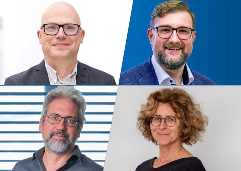 Prof. Jochen Garcke (links oben), Prof. Sven Zenker (links unten), Prof. Björn Sprungk (rechts oben) und Prof. Gabriele Steidl (rechts unten)