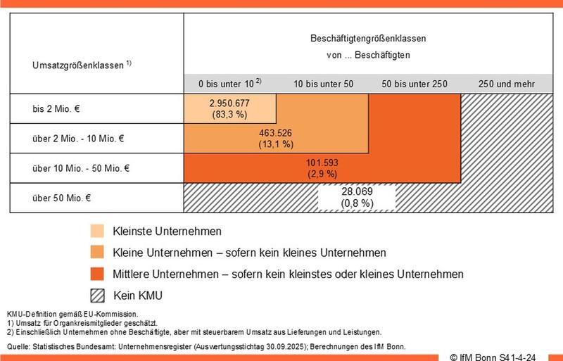 Unternehmensbestand in Deutschland (Anzahl und Anteil in Prozent)
