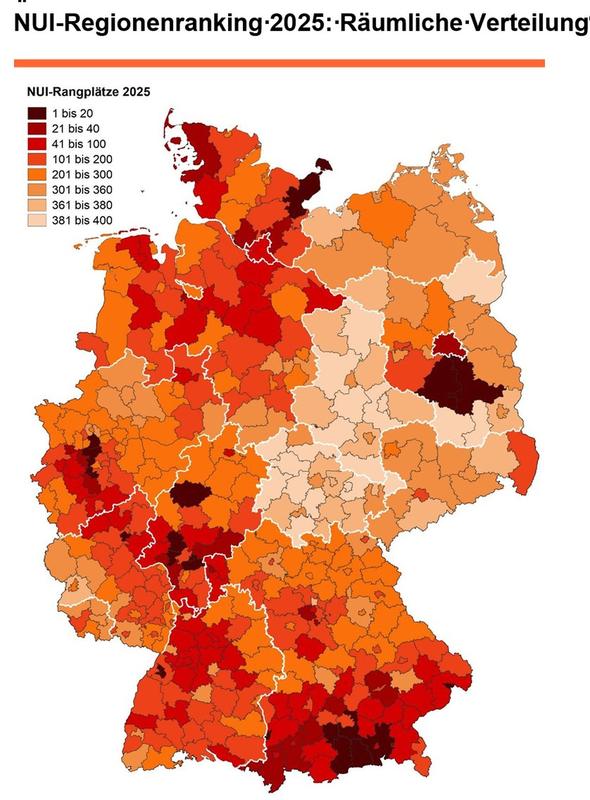 NUI-Regionenranking 2025: Räumliche Verteilung