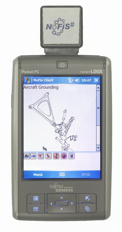 PDA von Fujitsu Siemens (LOOX N560) mit RFID-Leser im SD (Secure Digital) Format