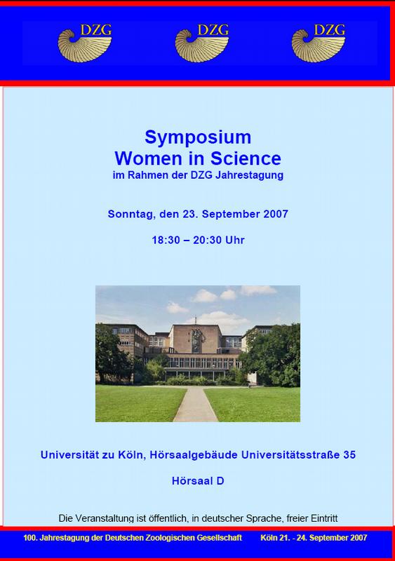 Hinweis zum Symposium "Women in Science" der DZG