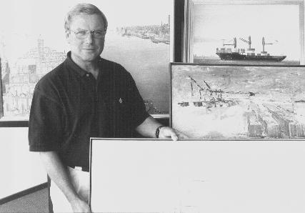 Vier Ölbilder ergänzen neuerdings die Sammlung des Deutschen Schiffahrtsmuseums zum Thema Container, und drei davon konnte der für den Bereich Schiffahrt im Industriezeitalter zuständige Dr. Lars Ulrich Scholl sogar als Geschenke der Maler verbuchen.