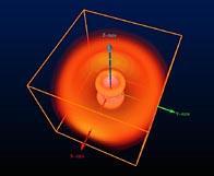 Simulation von Gravitationswellen, die zu einem schwarzen Loch kollabieren. (AEI, Washington University, Konrad-Zuse-Institut Berlin, NCSA, University of the Balearic Islands)